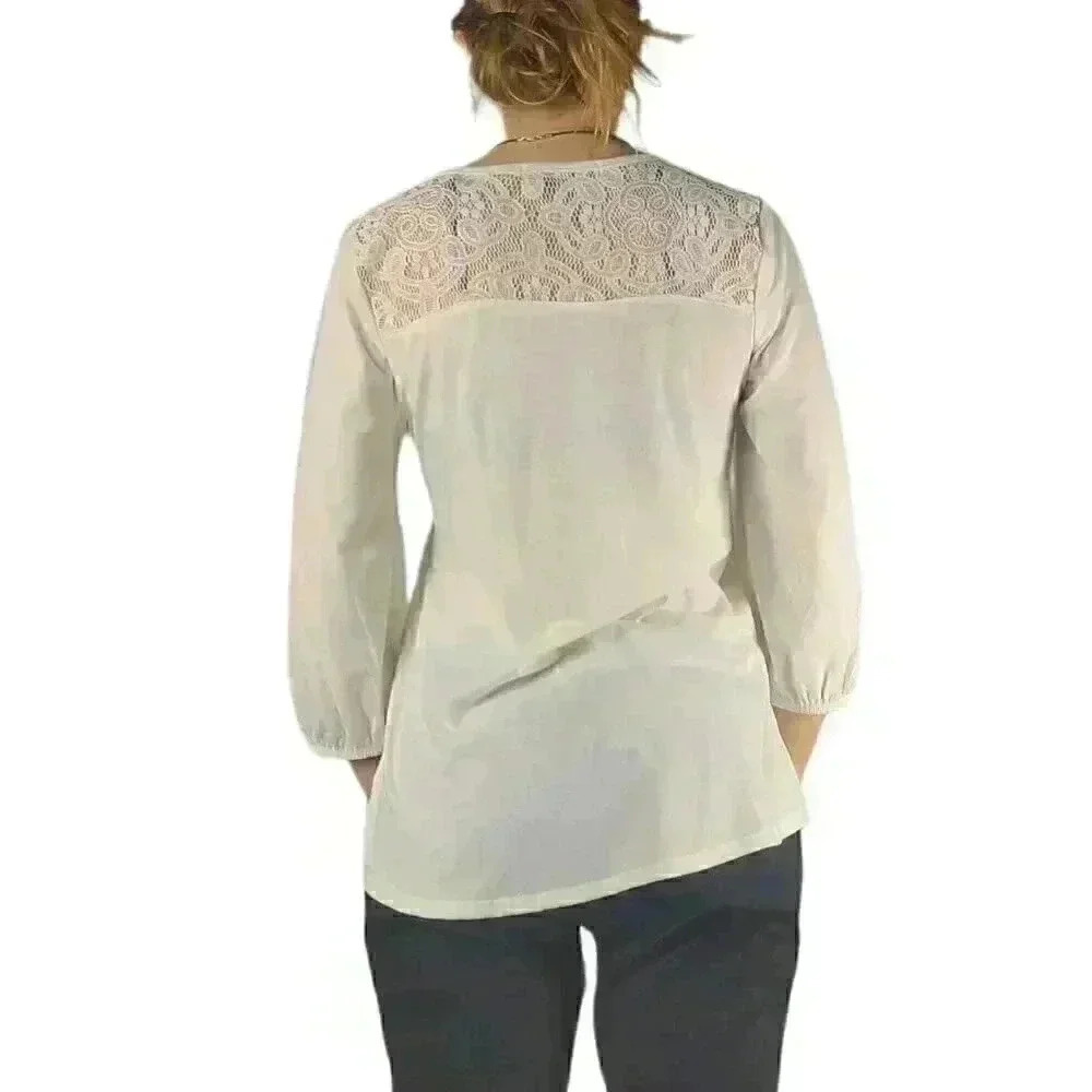 Absolutely Famous Cut Out Lace Long Sleeve Blouse - Picture 4 of 4